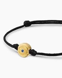 Evil Eye Cord Bracelet in Black Nylon with 18K Yellow Gold and Sapphire, 7.7mm