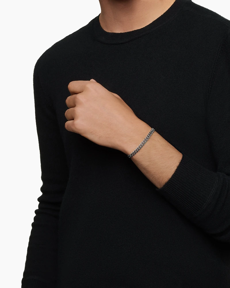 Curb Chain Bracelet Sterling Silver with Diamonds