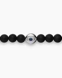 Spiritual Beads Evil Eye Bracelet in Sterling Silver with Black Onyx and Sapphire, 6mm