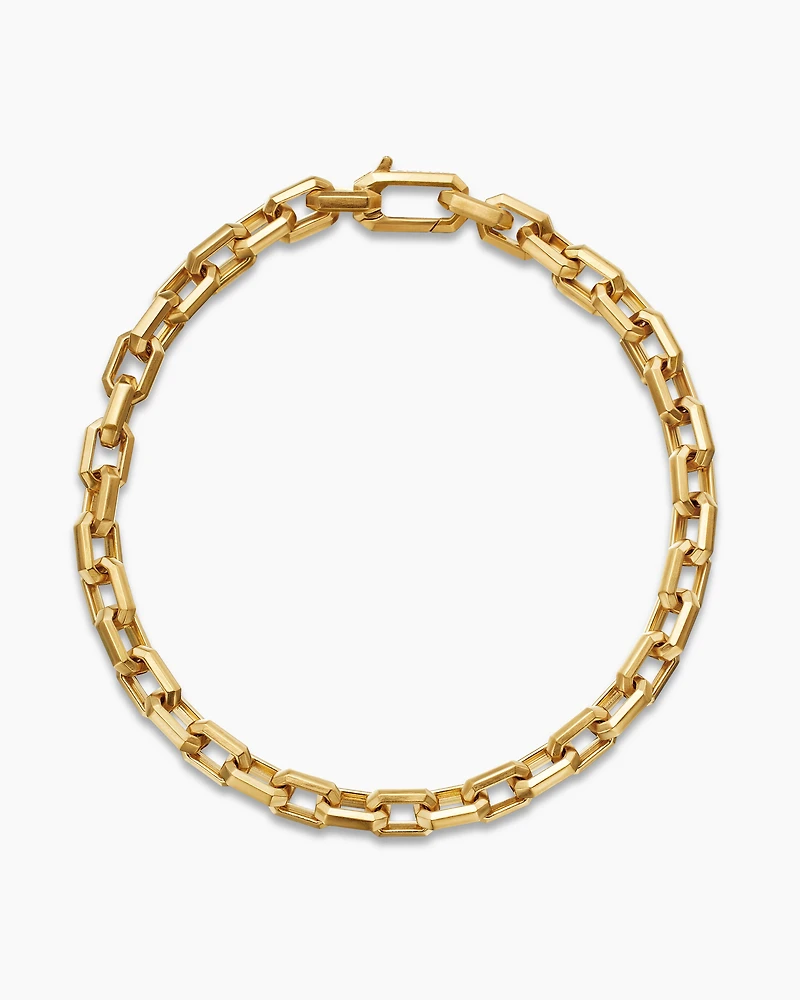 Heirloom Chain Link Bracelet 18K Yellow Gold with Pavé, 7.5mm