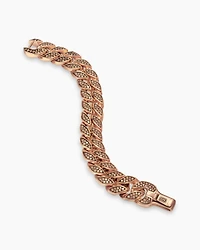 Curb Chain Bracelet 18K Rose Gold with Cognac Diamonds, 18mm