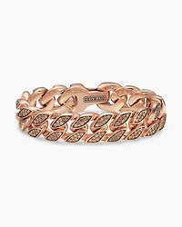Curb Chain Bracelet 18K Rose Gold with Cognac Diamonds, 18mm