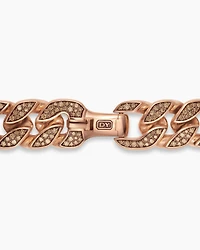 Curb Chain Bracelet 18K Rose Gold with Cognac Diamonds, 18mm