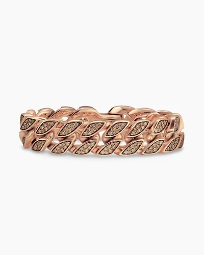 Curb Chain Bracelet 18K Rose Gold with Cognac Diamonds, 18mm