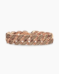 Curb Chain Bracelet 18K Rose Gold with Cognac Diamonds, 18mm