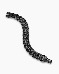 Curb Chain Bracelet Black Titanium with Diamonds