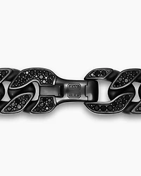 Curb Chain Bracelet Black Titanium with Diamonds