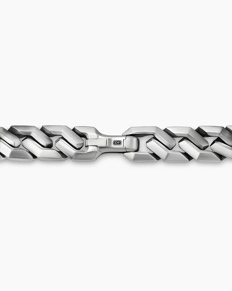 Curb Chain Angular Link Bracelet in Sterling Silver, 11.5mm