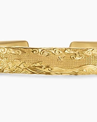 Waves Cuff Bracelet in 18K Yellow Gold, 12mm