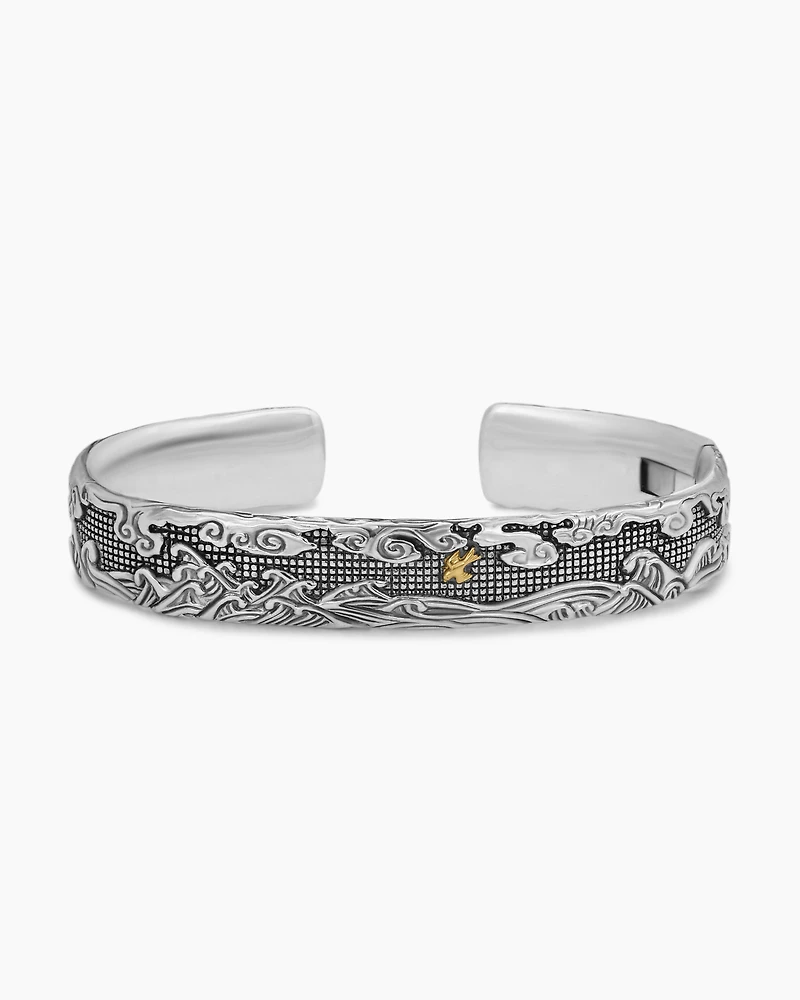 Waves Cuff Bracelet 18K Yellow Gold, 9mm