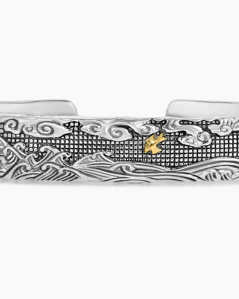 Waves Cuff Bracelet 18K Yellow Gold, 9mm