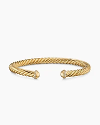 Cable Cuff Bracelet 18K Yellow Gold with Pavé Diamonds, 6mm