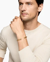 Cable Cuff Bracelet 18K Yellow Gold with Pavé Diamonds, 6mm