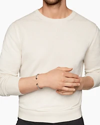 Cable Cuff Bracelet Sterling Silver with 14K Yellow Gold and Black Onyx, 6mm