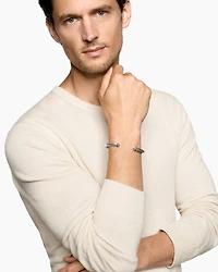 Cable Cuff Bracelet Sterling Silver with Pavé Black Diamonds, 6mm