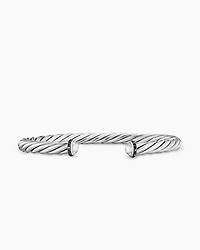 Cable Cuff Bracelet Sterling Silver with Pavé Black Diamonds, 6mm