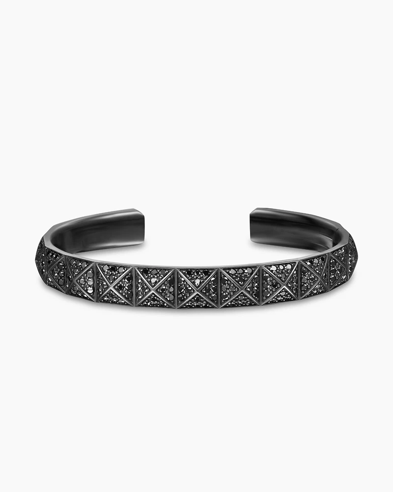 Pyramid Cuff Bracelet Black Titanium with Diamonds, 9.3mm