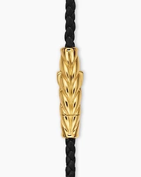 Chevron Triple Wrap Bracelet Black Leather with 18K Yellow Gold, 3mm