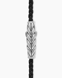 Chevron Triple Wrap Bracelet Black Leather with Sterling Silver, 3mm