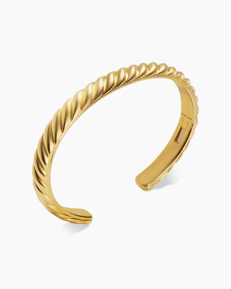 Sculpted Cable Cuff Bracelet 18K Yellow Gold, 7mm