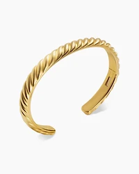 Sculpted Cable Cuff Bracelet 18K Yellow Gold, 7mm