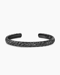 Sculpted Cable Cuff Bracelet in Black Titanium with Black Diamonds, 7mm
