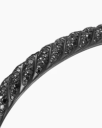 Sculpted Cable Cuff Bracelet in Black Titanium with Black Diamonds, 7mm