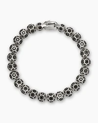 Spiritual Beads Faceted Bracelet Sterling Silver with Pavé Black Diamonds, 8mm