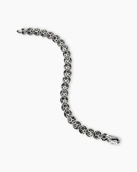 Spiritual Beads Faceted Bracelet Sterling Silver with Pavé Black Diamonds, 8mm