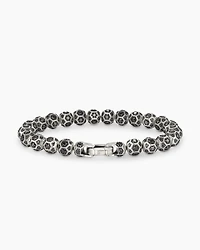 Spiritual Beads Faceted Bracelet Sterling Silver with Pavé Black Diamonds, 8mm