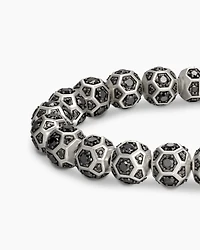 Spiritual Beads Faceted Bracelet Sterling Silver with Pavé Black Diamonds, 8mm