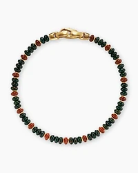 Spiritual Beads Bracelet 18K Yellow Gold with Bloodstone and Red Jasper, 4mm