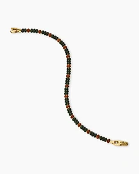 Spiritual Beads Bracelet 18K Yellow Gold with Bloodstone and Red Jasper, 4mm