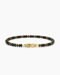 Spiritual Beads Bracelet 18K Yellow Gold with Bloodstone and Red Jasper, 4mm