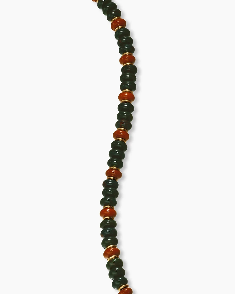 Spiritual Beads Bracelet 18K Yellow Gold with Bloodstone and Red Jasper, 4mm