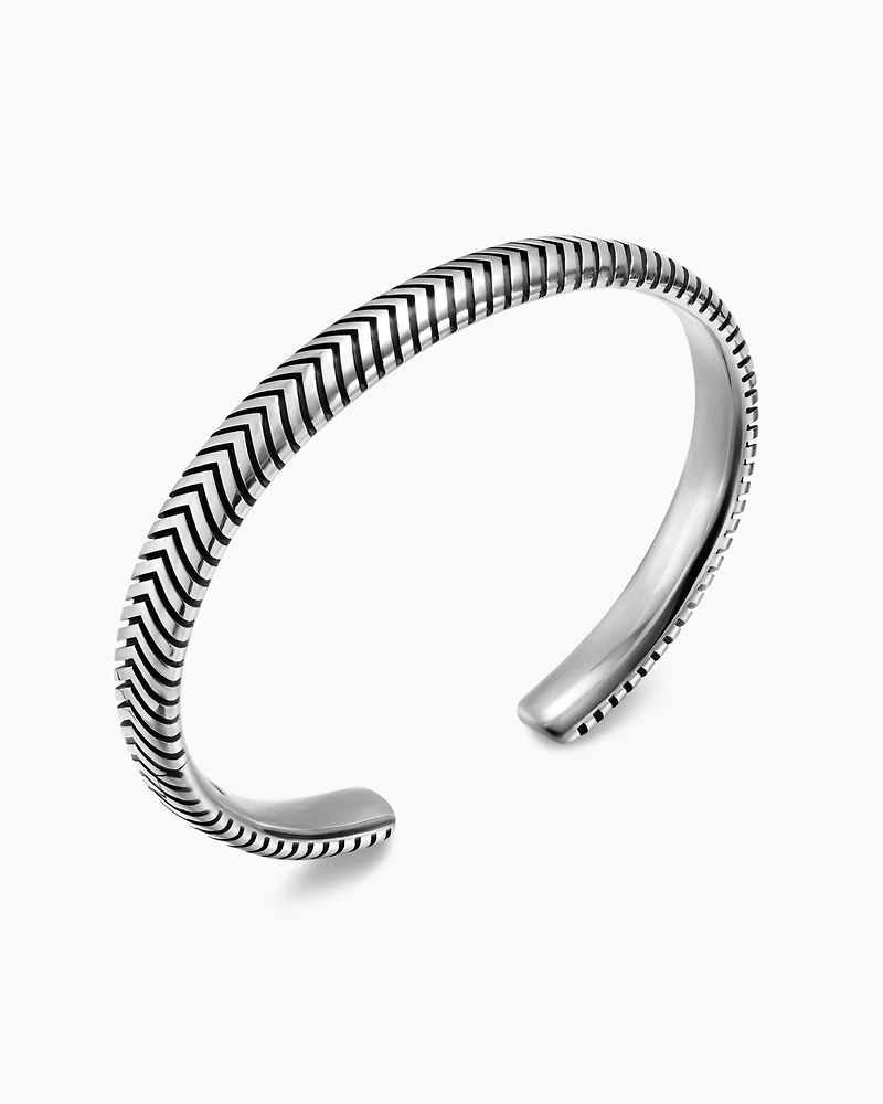 Chevron Cuff Bracelet Sterling Silver, 8mm