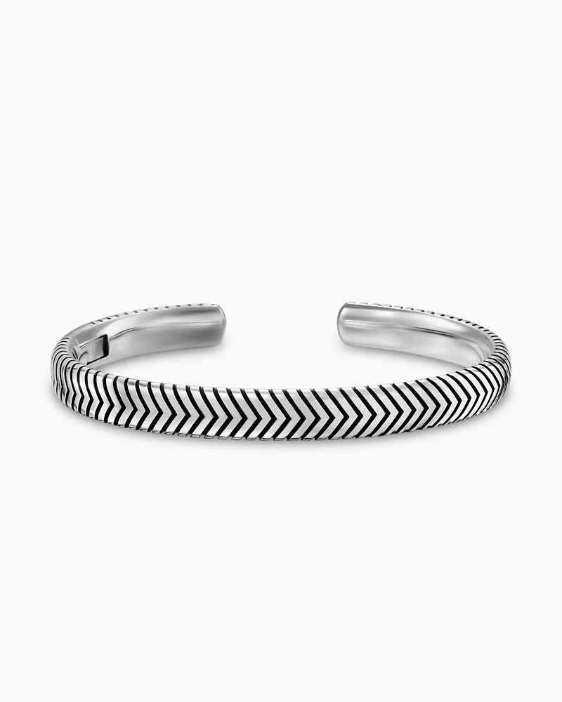 Chevron Cuff Bracelet Sterling Silver, 8mm