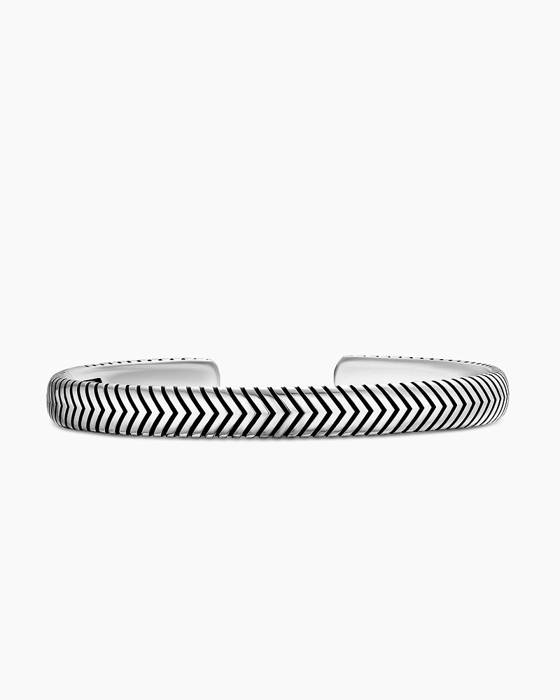 Chevron Cuff Bracelet Sterling Silver, 8mm
