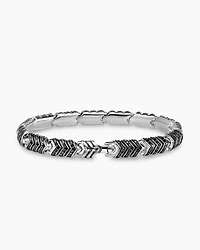 Chevron Link Bracelet in Sterling Silver with Black Diamonds, 7.6mm