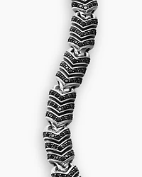 Chevron Link Bracelet in Sterling Silver with Black Diamonds, 7.6mm