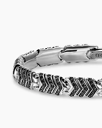 Chevron Link Bracelet in Sterling Silver with Black Diamonds, 7.6mm