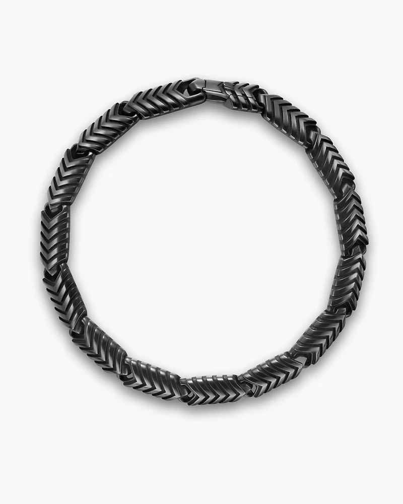 Chevron Link Bracelet in Black Titanium, 7.6mm