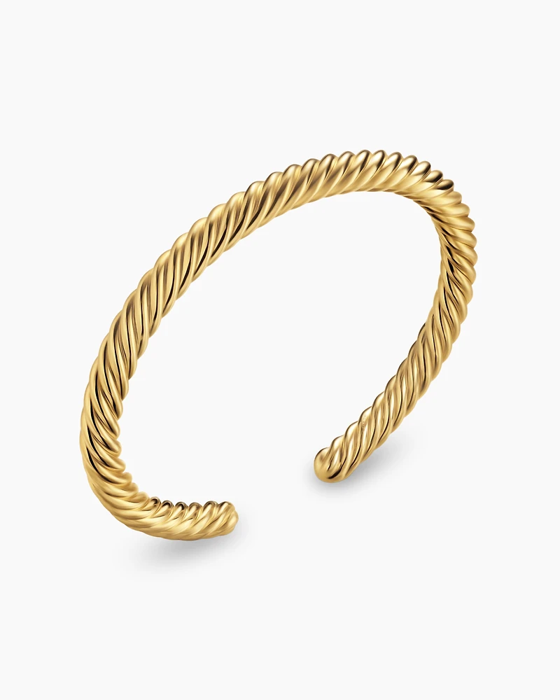 Cable Cuff Bracelet 18K Yellow Gold, 6mm