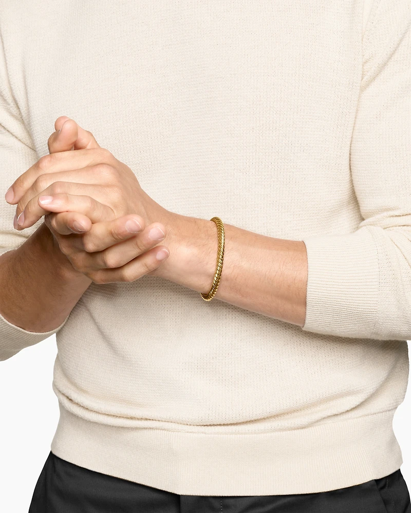 Cable Cuff Bracelet 18K Yellow Gold, 6mm