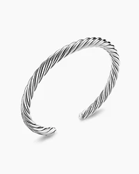 Cable Cuff Bracelet Sterling Silver, 6mm