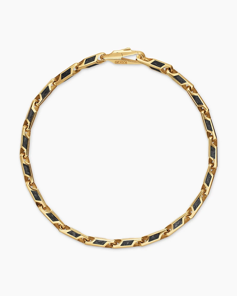 Streamline® Faceted Chain Bracelet in 18K Yellow Gold with Forged Carbon, 4.3mm