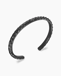 Sculpted Cable Cuff Bracelet Black Titanium with Diamonds, 5.5mm