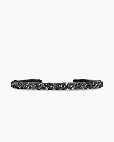 Sculpted Cable Cuff Bracelet Black Titanium with Diamonds, 5.5mm
