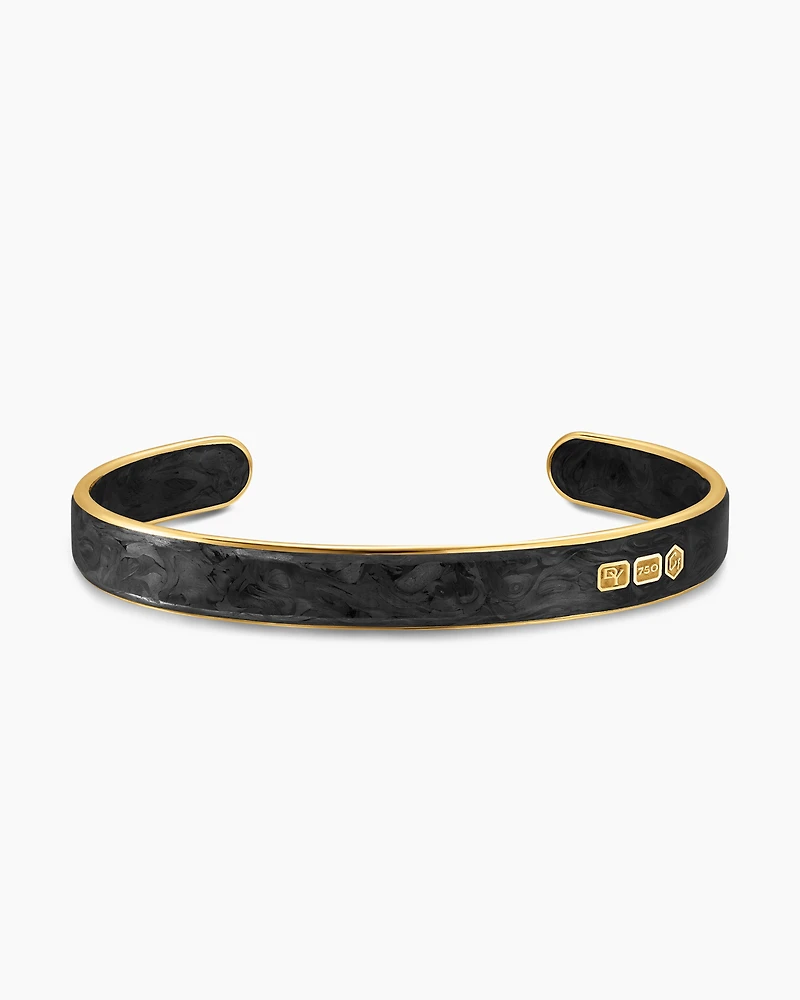 Streamline® Cuff Bracelet in 18K Yellow Gold with Forged Carbon, 9mm