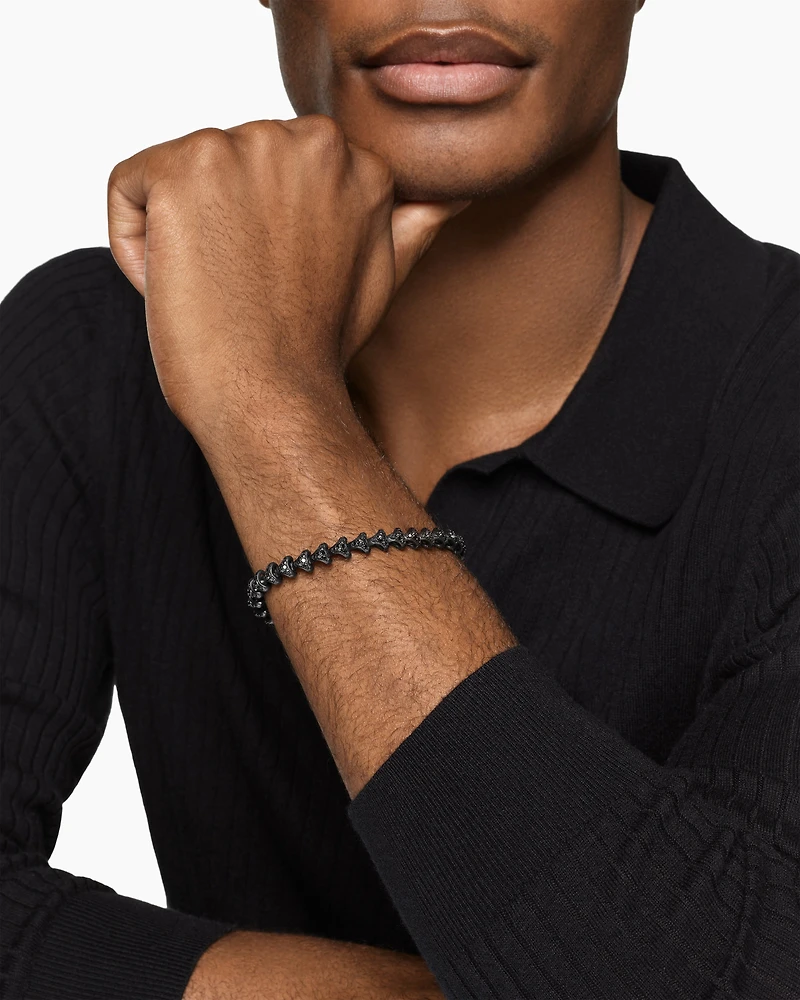 Armory® Link Bracelet Black Titanium with Diamonds, 7.5mm